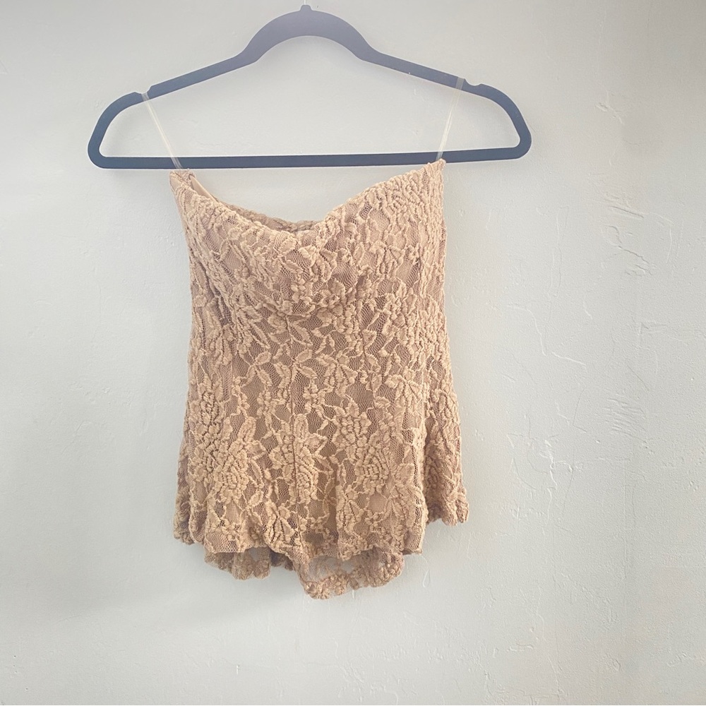 Charlotte Russe Small Strapless Beige Lace Top